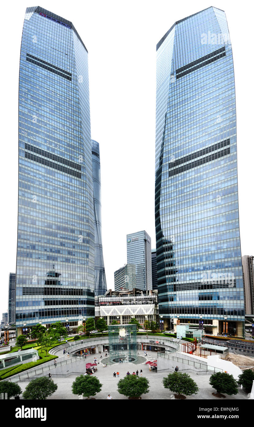 Apple Store Chine Shanghai, Pudong, Century City Tour de télévision Perle de l'Orient, le World Financial Center Banque D'Images