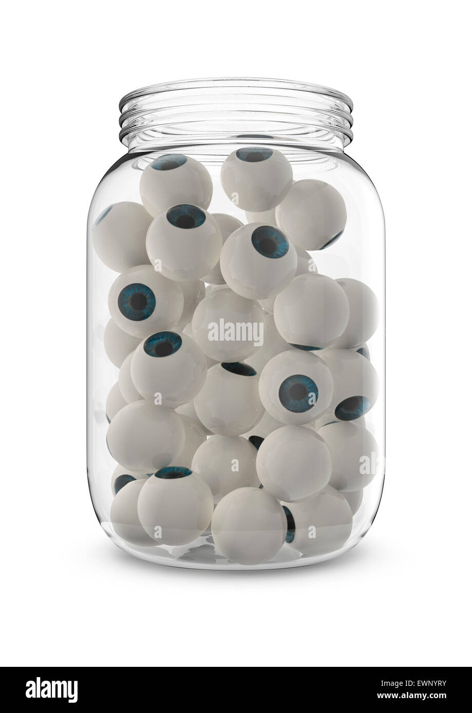 3D render of bocal en verre rempli d'yeux humains Banque D'Images