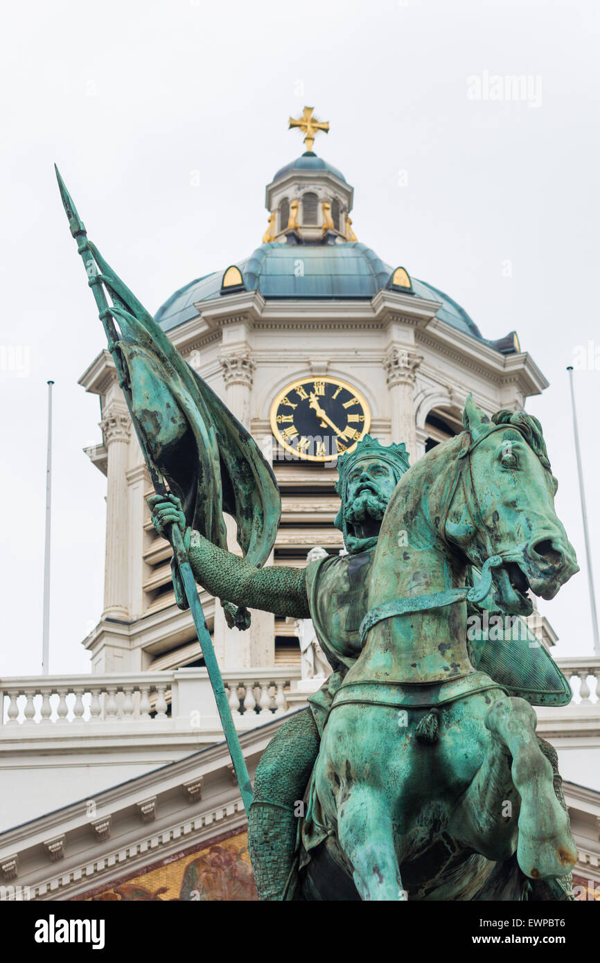 Statue de Godefroid de Bouillon, Place Royale, Bruxelles, Belgique Banque D'Images