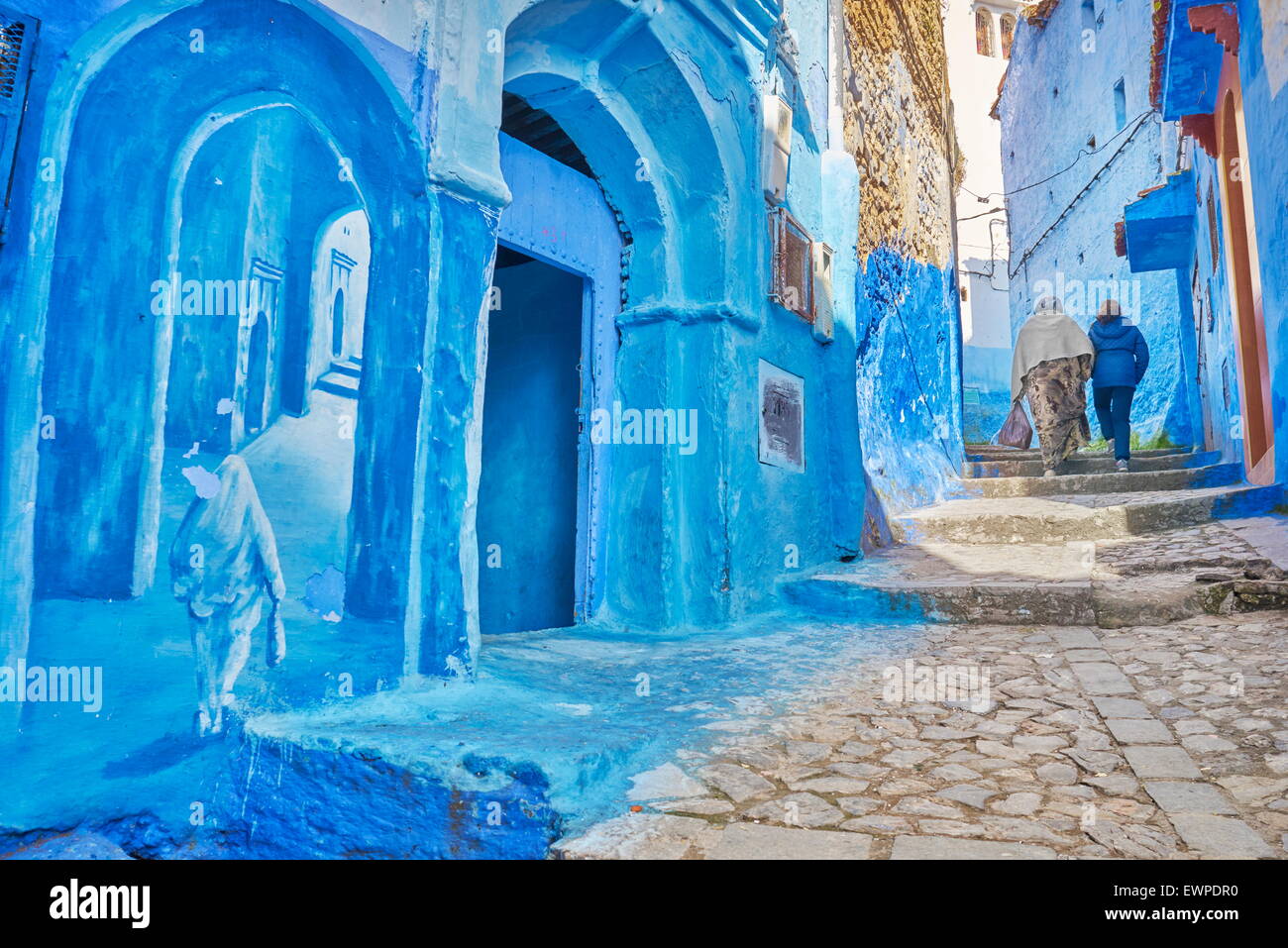 La vieille ville de Chefchaouen (Chaouen) connu sous le nom de la ville bleue, le Maroc, l'Afrique Banque D'Images
