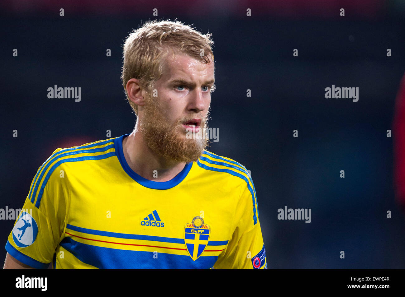 Filip Helander (SWE), 27 juin 2015 - Football : JOUEURS DE FOOTBALL / Championnat d'Europe des moins de 21 République tchèque 2015 Demi-finale entre le Danemark 1-4 Suède au Stadion Letna à Prague, République tchèque. (Photo de Maurizio Borsari/AFLO) Banque D'Images