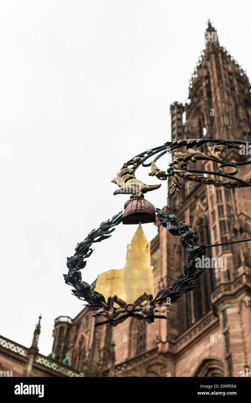 Notre Dame de la cathédrale de Strasbourg, Alsace, France Banque D'Images