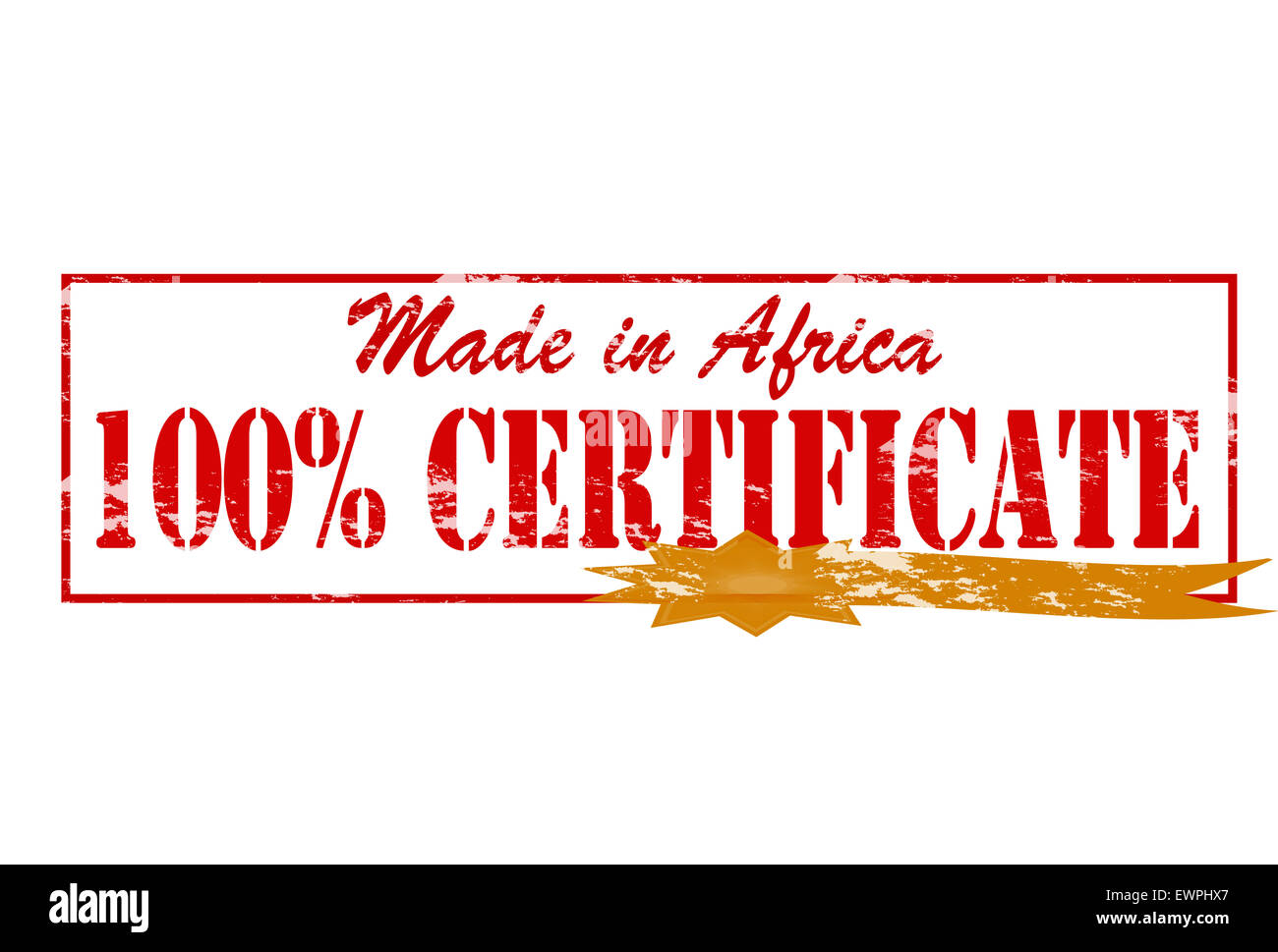 Timbres en caoutchouc avec du texte mis en Afrique cent pour cent à l'intérieur du certificat, illustration Banque D'Images