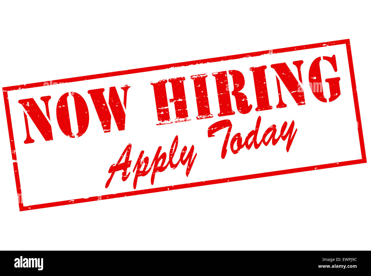 Timbres en caoutchouc avec du texte à l'intérieur d'embauche maintenant, illustration Banque D'Images