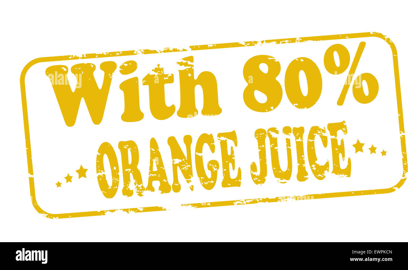 Timbres en caoutchouc avec du texte avec du jus d'orange à l'intérieur, illustration Banque D'Images