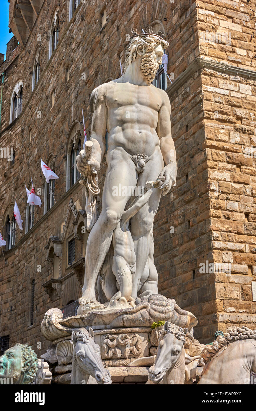 Piazza della Signoria est une place en face du Palazzo Vecchio à Florence, Italie. Banque D'Images