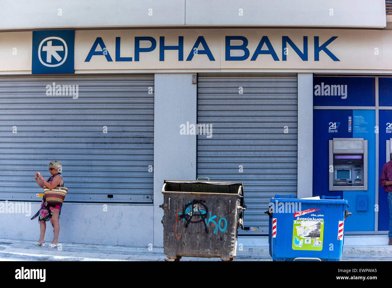 Alpha Bank, panneau, Crète, Grèce banque Banque D'Images