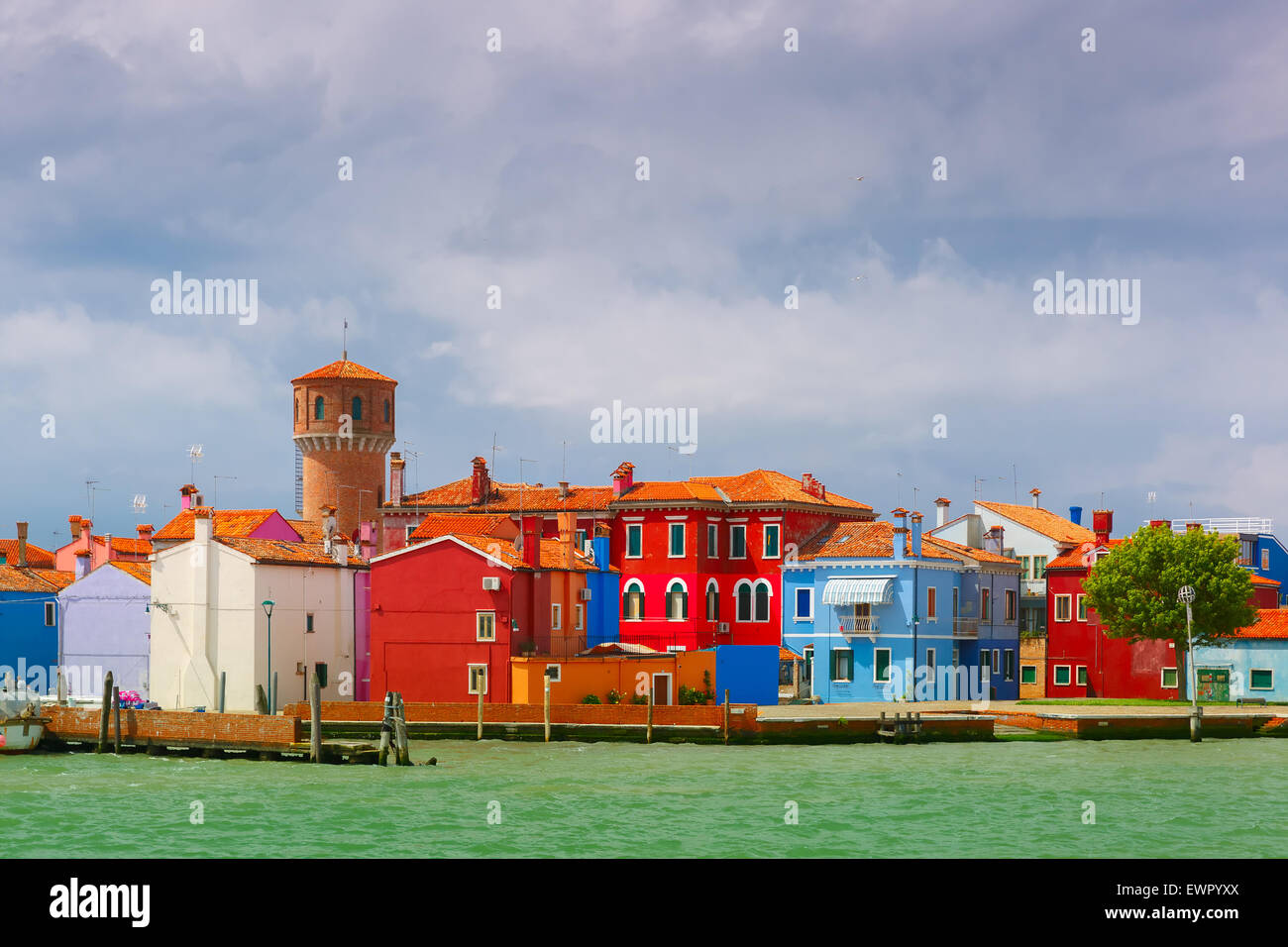Maisons colorées sur la Burano, Venise, Italie Banque D'Images