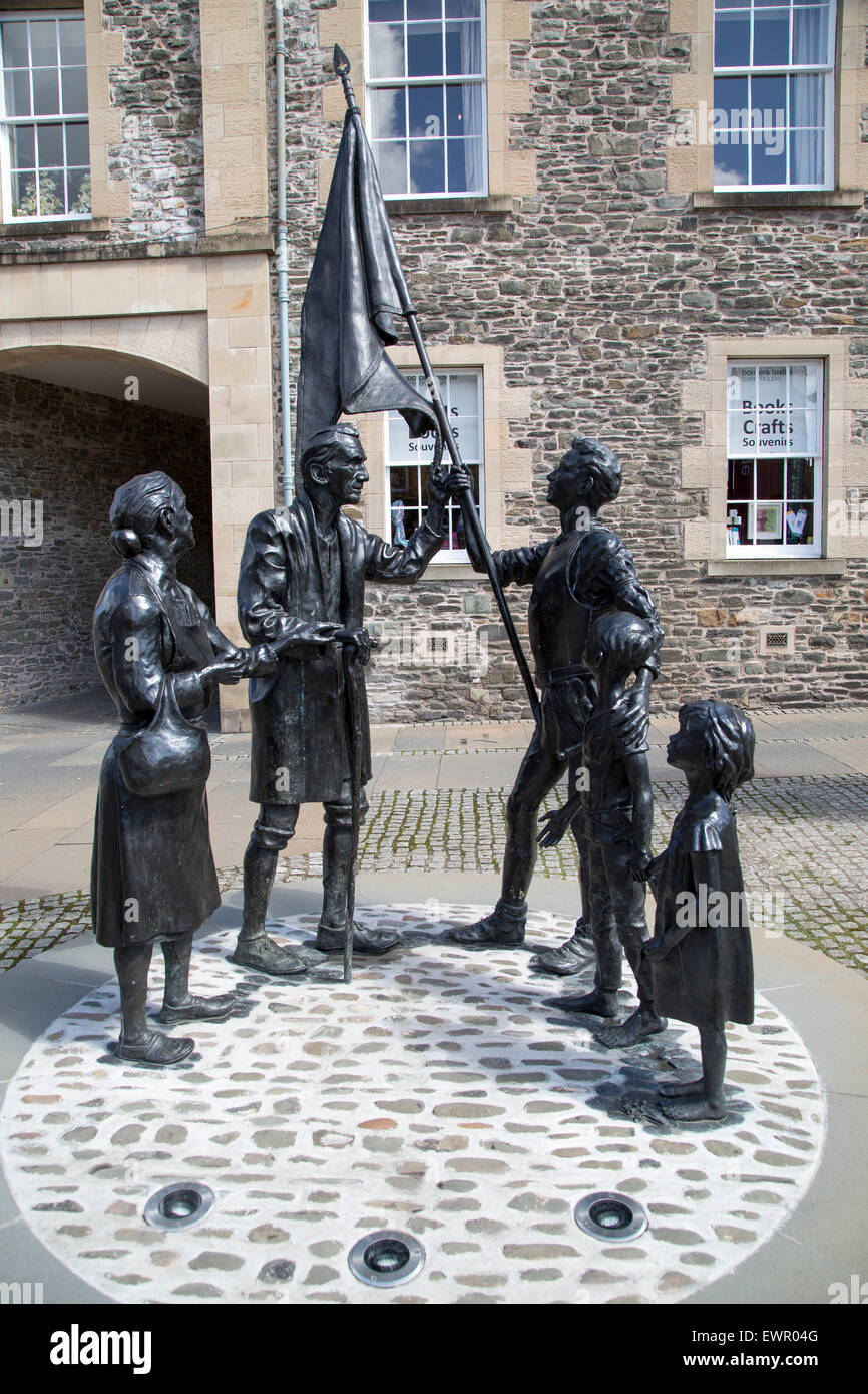 Statue Quincentenary sur tour Knowe, Selkirk, le Roxburghshire, Ecosse, Royaume-Uni Banque D'Images