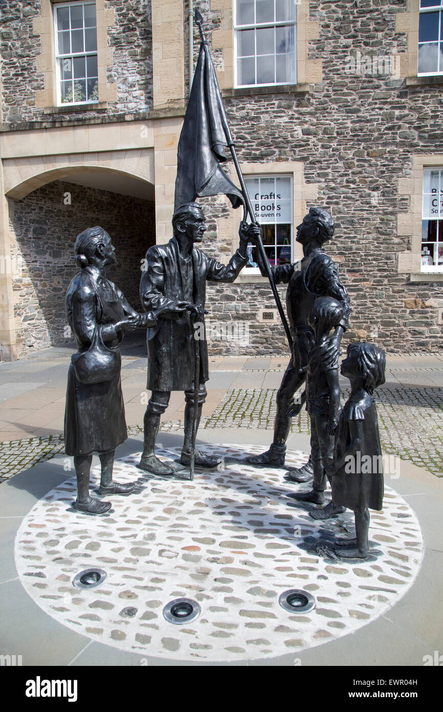 Statue Quincentenary sur tour Knowe, Selkirk, le Roxburghshire, Ecosse, Royaume-Uni Banque D'Images