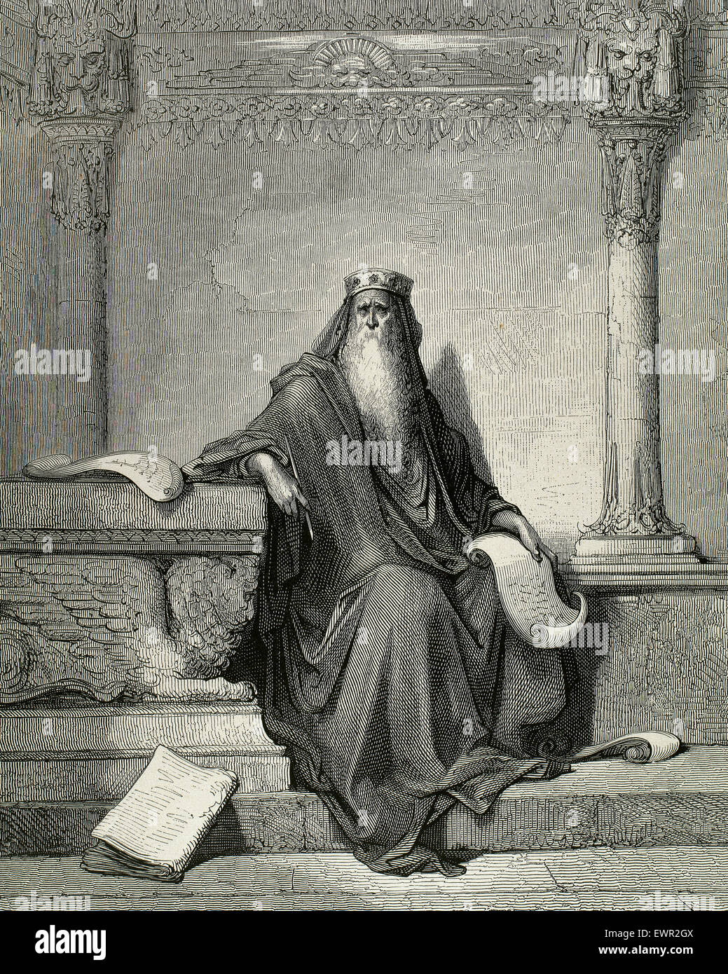 Solomon (c.1011-C928 BC). Le roi d'Israël. Livre des Rois, Chapitre 3. Gravure de Gustave Dore (1832-1883). Banque D'Images