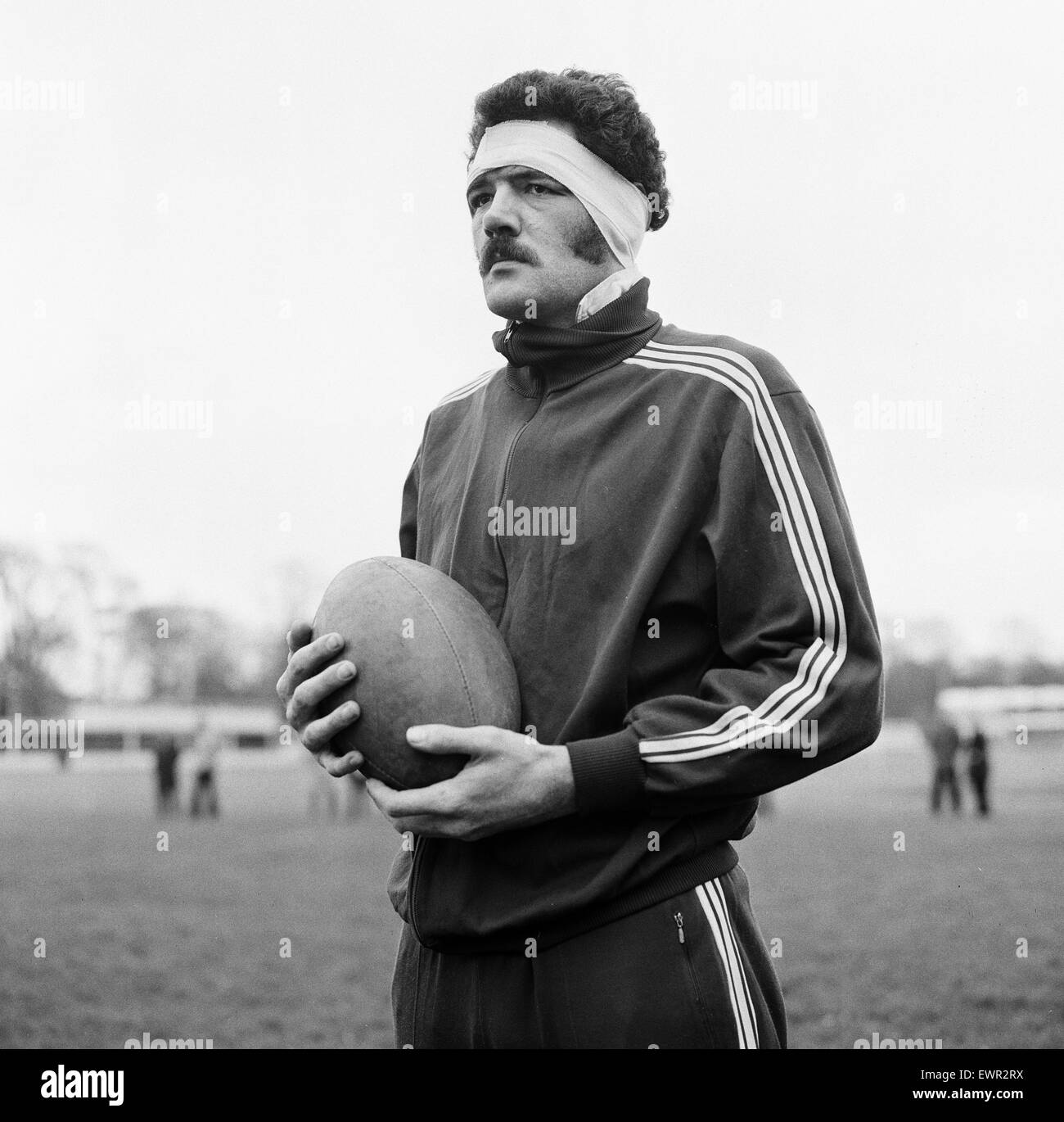 L'équipe de rugby gallois, Session de formation, 8e novembre 1973. Mervyn Davies. Banque D'Images