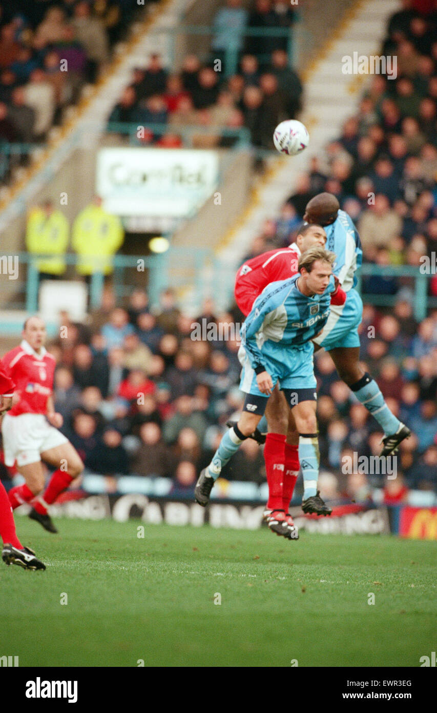 Ville de Coventry v Nottingham Forest, score final 4 Coventry City - Nottingham Forest 0. Premier League, Barclays League. Ricoh Arena, Coventry, 9e janvier 1999. Banque D'Images