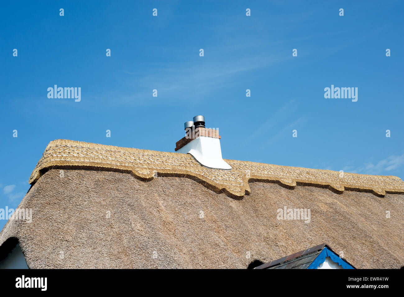 Village de Kilmore Quay, toit de chaume traditionnel cottage, l'Irlande, Co Wexford, Irlande du Sud Banque D'Images