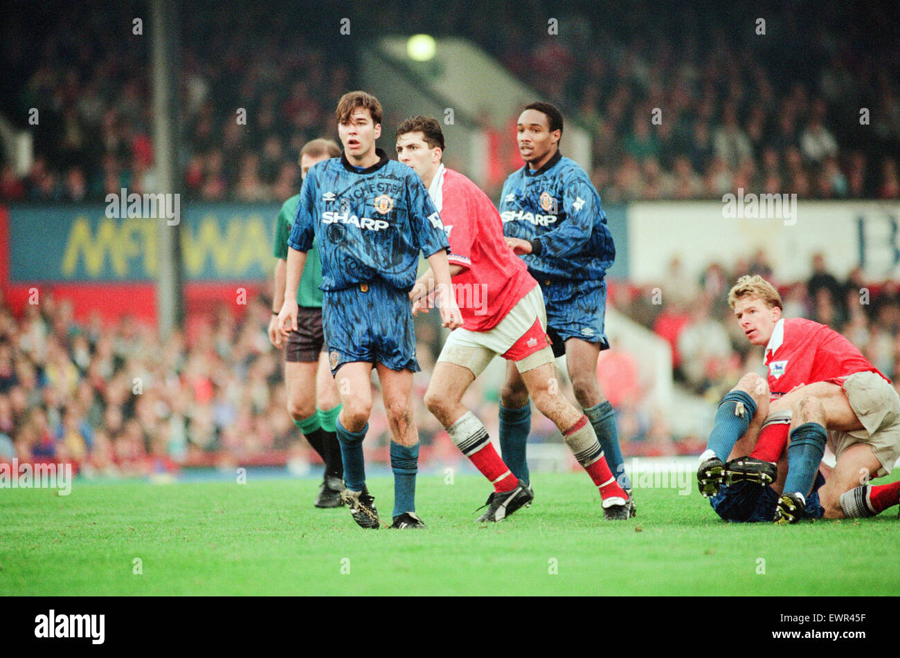 Middlesbrough 1-1 Manchester United, premier league match à Ayresome Park, samedi 3 octobre 1992. Darren Ferguson & Paul Ince Banque D'Images