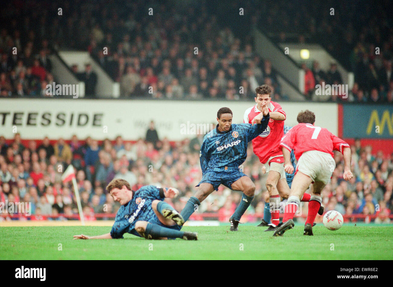 Middlesbrough 1-1 Manchester United, premier league match à Ayresome Park, samedi 3 octobre 1992. Paul Ince Banque D'Images