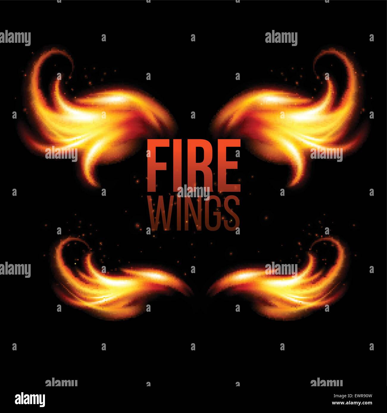 Les ailes en Feu et flamme. Illustration sur noir Illustration de Vecteur