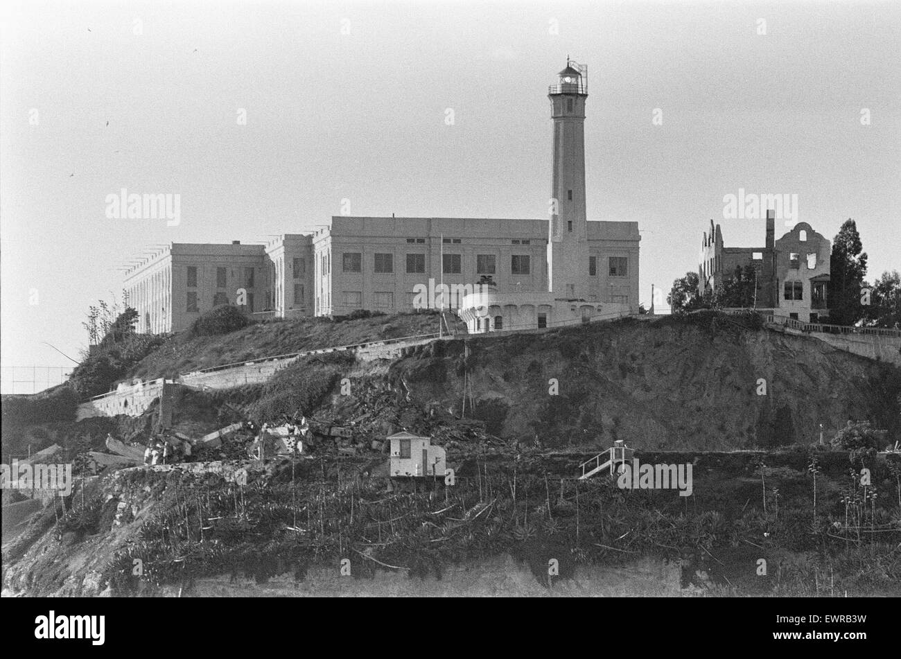 L'île d'Alcatraz et prison dans la baie de San Francisco. Septembre 1979 La prison a été construit par l'armée américaine en 1910 et remis au ministère de la Justice des États-Unis le 12 octobre 1933 comme une prison de haute sécurité. Étant donné l'emplacement d'Alcatraz Banque D'Images
