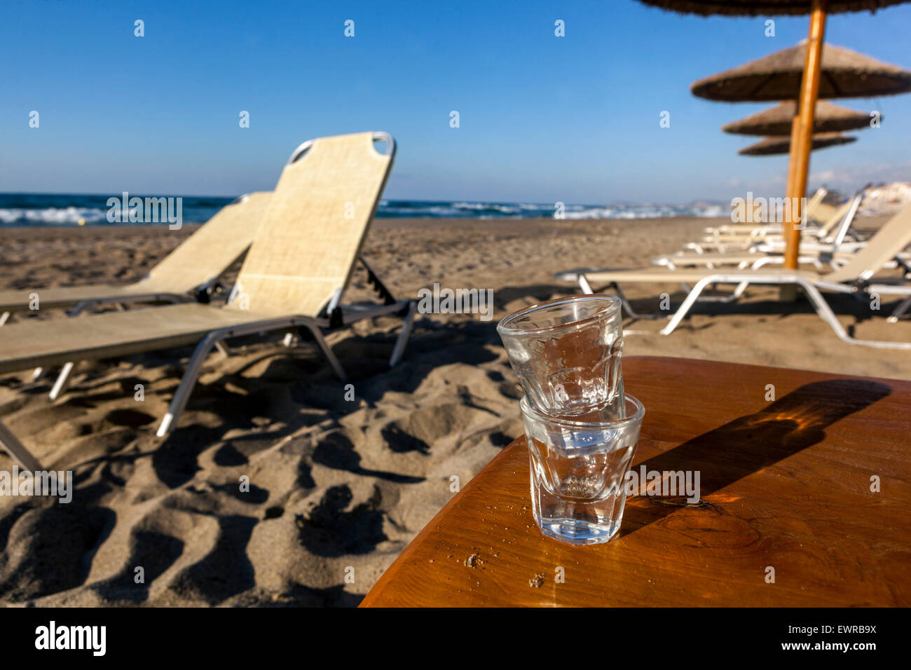 Plage de Rethymno, Crète, Grèce Banque D'Images