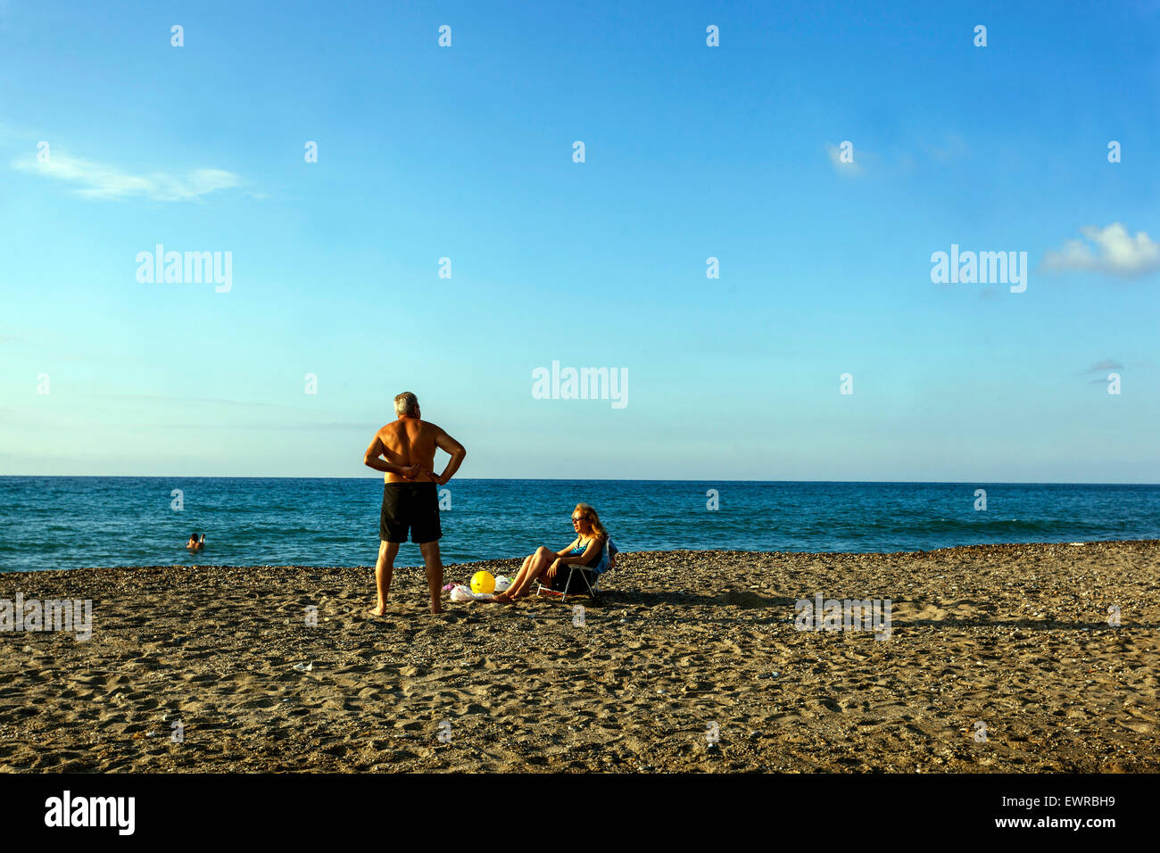 Plage de Rethymno, Crète, Grèce Banque D'Images