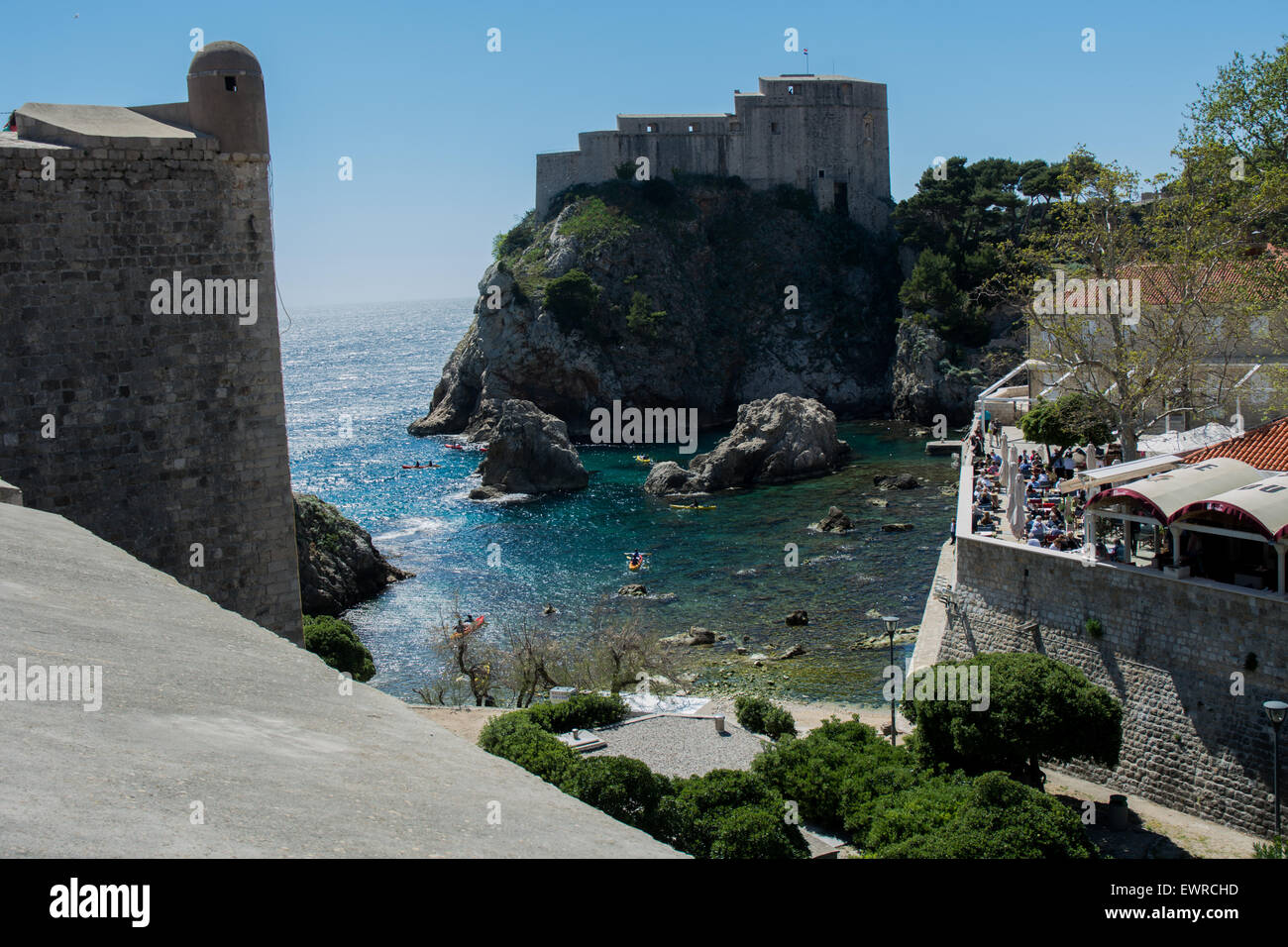 Fort lovrijenac ou forteresse saint-laurent, souvent appelé 'dubrovnik's gibraltar", à partir de la vieille muraille, Dubrovnik, Croatie Banque D'Images