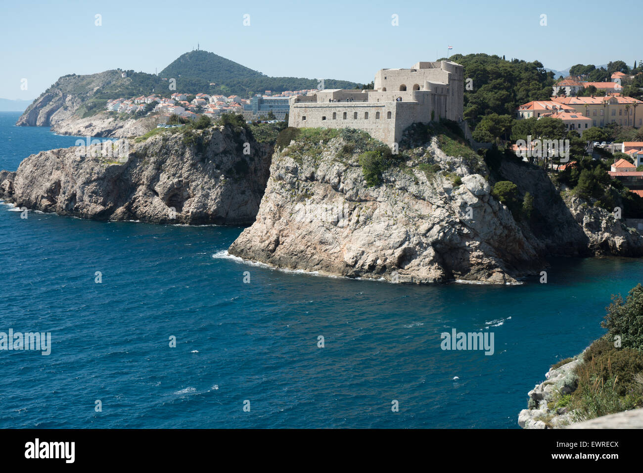 Fort lovrijenac ou forteresse saint-laurent, souvent appelé 'dubrovnik's gibraltar", vue de l'ancien mur de la ville, Dubrovnik, Croatie Banque D'Images