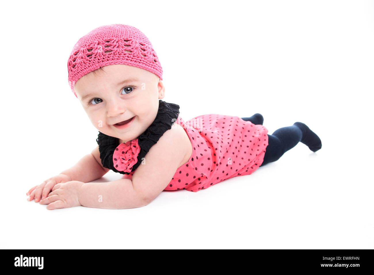 Cute little baby girl pink Banque D'Images