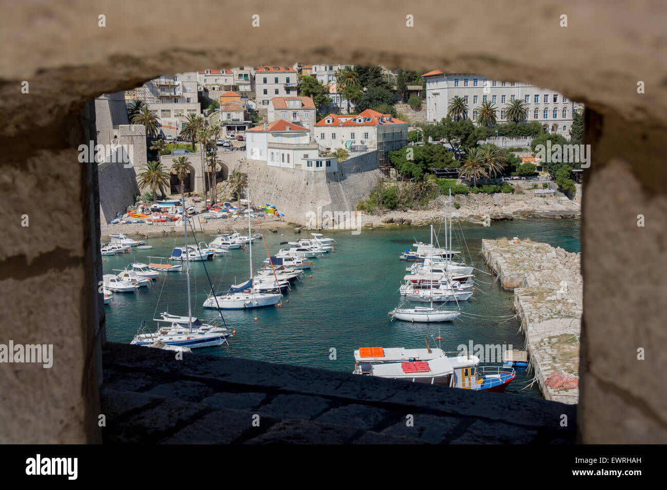 Vieux port de la ville de mur, Dubrovnik, Croatie Banque D'Images