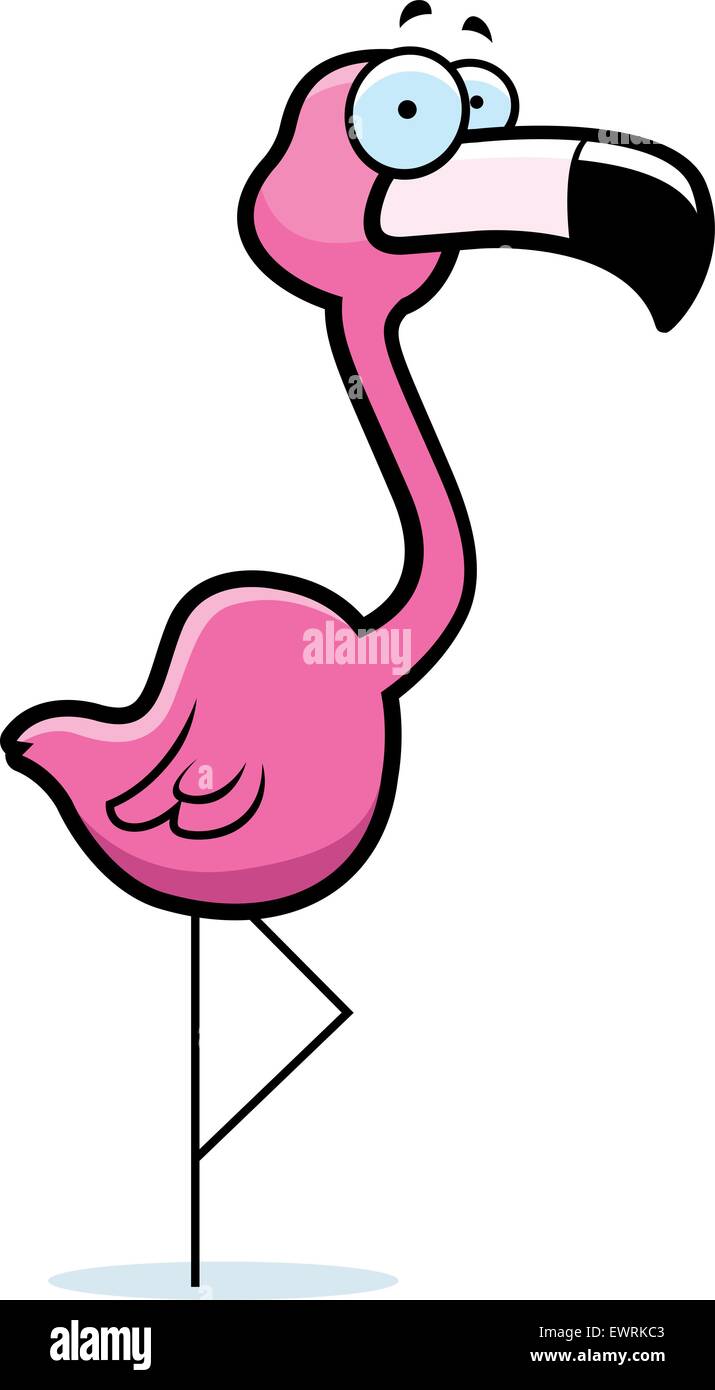 Un Dessin Anime Flamant Rose Debout Sur Une Jambe Image Vectorielle Stock Alamy