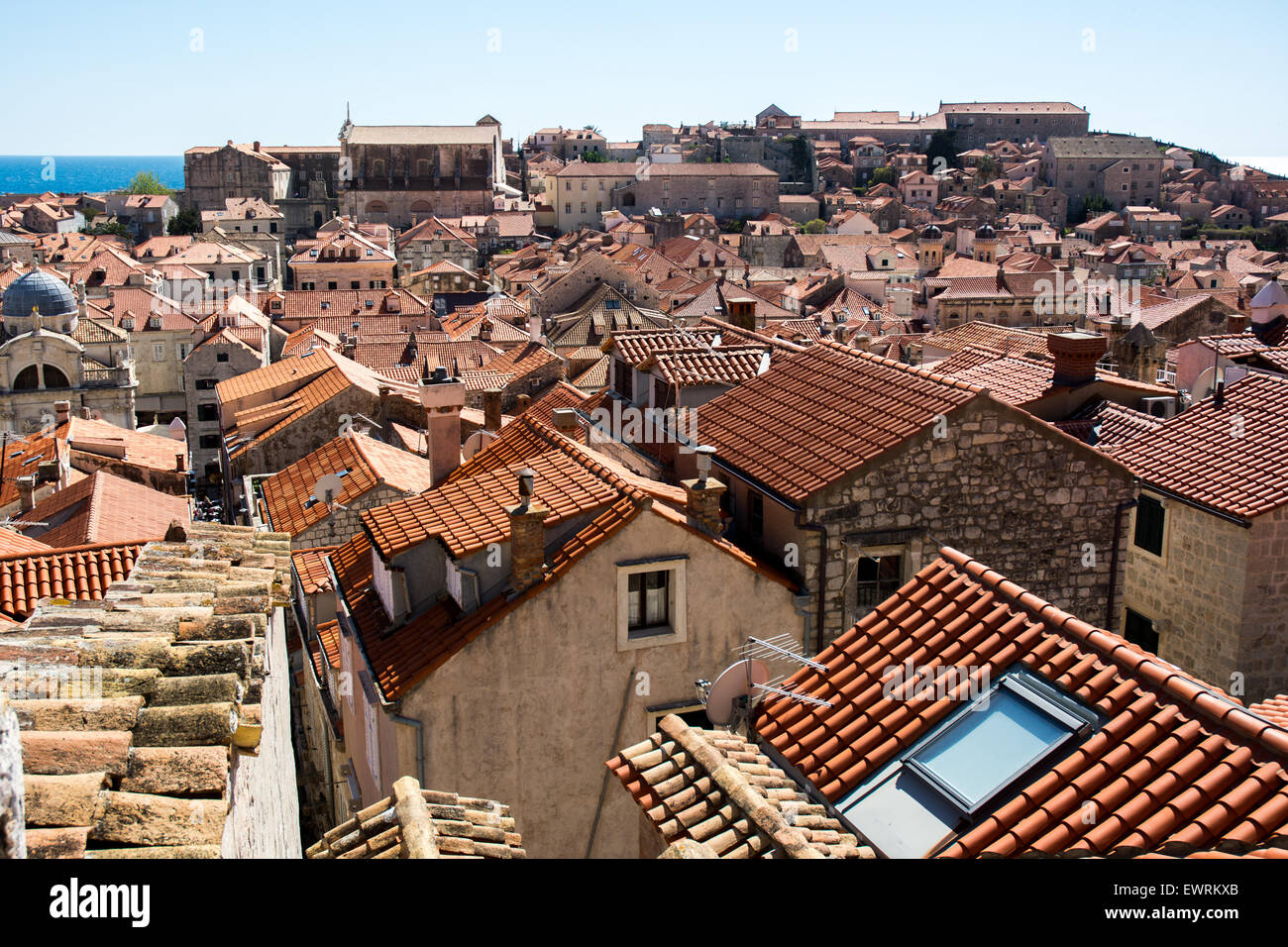 Scène sur le toit de la vieille ville, Dubrovnik, Croatie Banque D'Images
