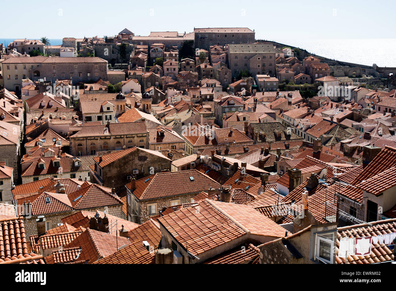 Scène sur le toit de terracota vieille ville, Dubrovnik, Croatie Banque D'Images
