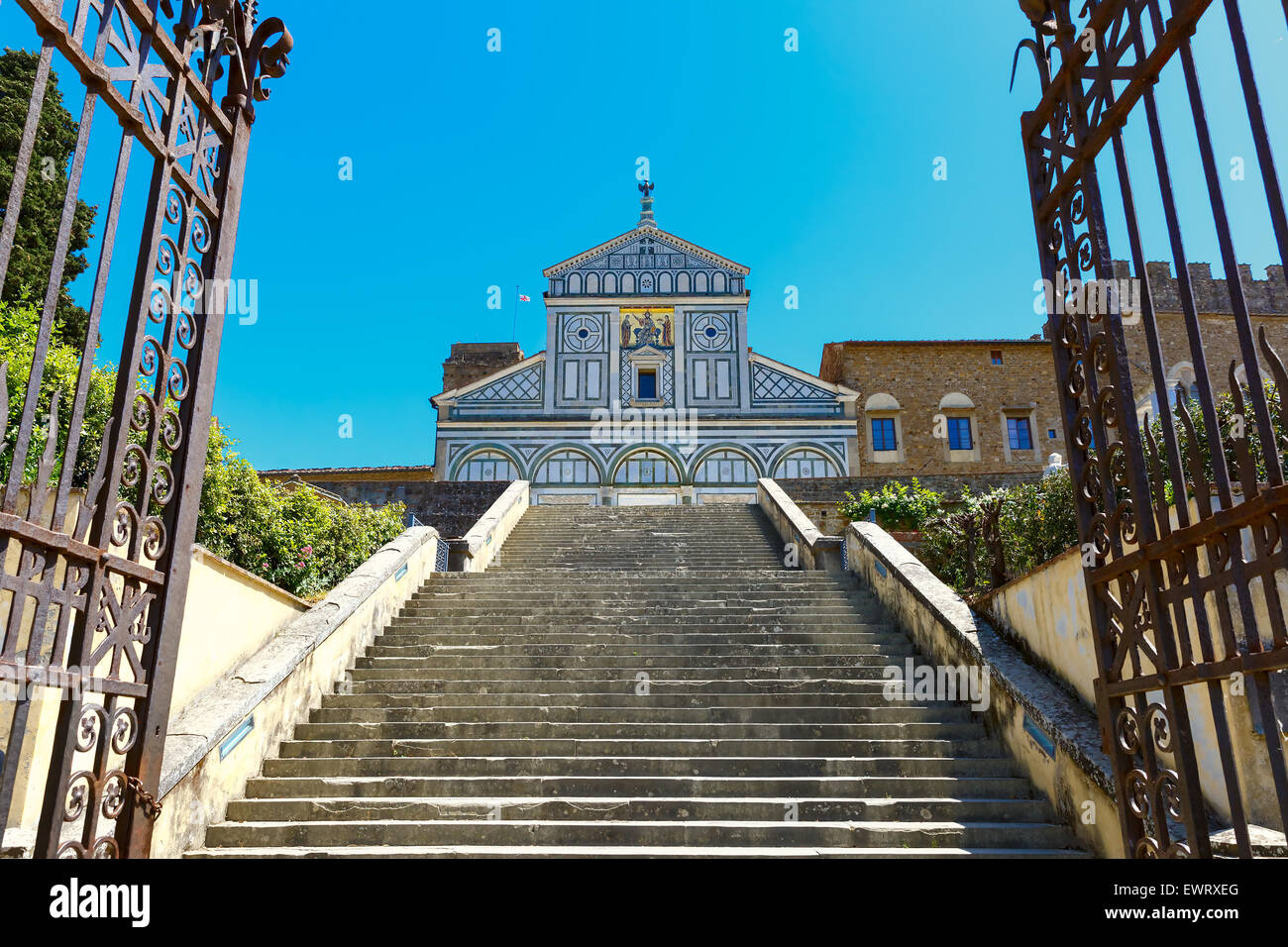 La basilique de San Miniato al Monte de Florence, Italie Banque D'Images