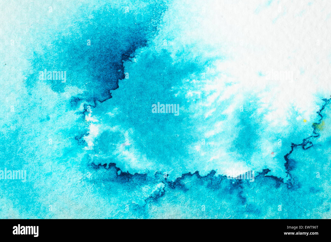 Détail de l'aquarelle fond peint bleu Banque D'Images