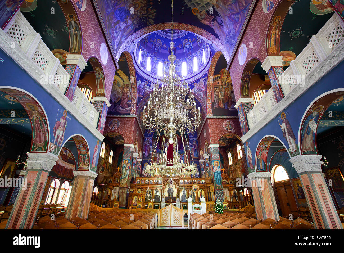Aspect interne au sein de l'église de Tessaron situataed Martiron, dans la vieille ville de Rethymnon, Crète. Banque D'Images