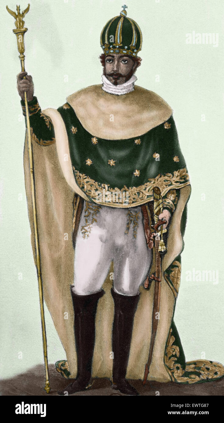 Pedro I du Brésil et de l'IV de Portugal (1798-1834). Empereur du Brésil et le roi du Portugal. La gravure. De couleur. Banque D'Images