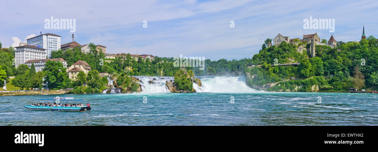 Vue panoramique sur les chutes du Rhin, Schaffhouse, Suisse. Banque D'Images