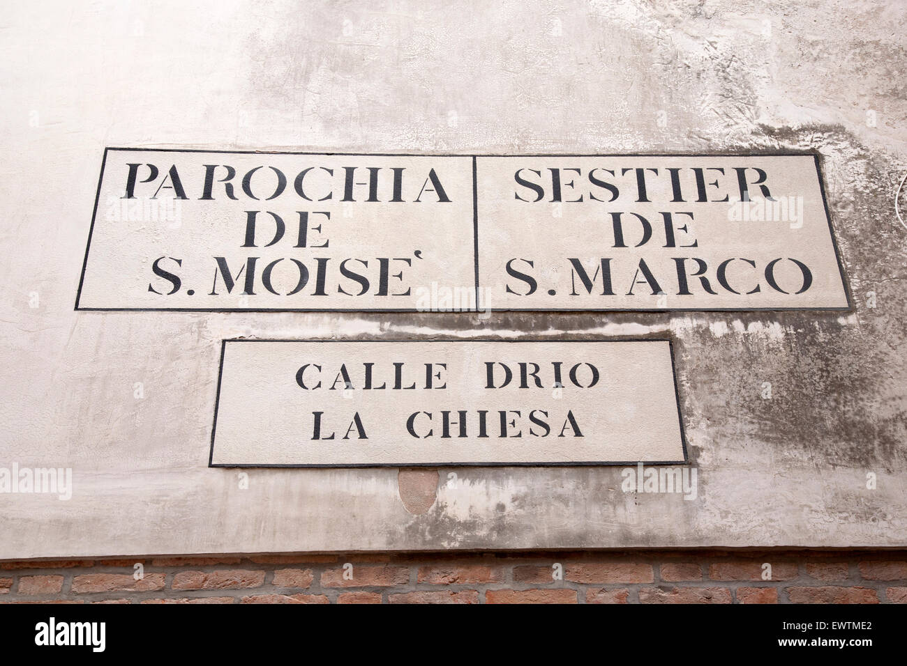 Calle Drio la Chiesa Street Sign, Venise, Italie Banque D'Images