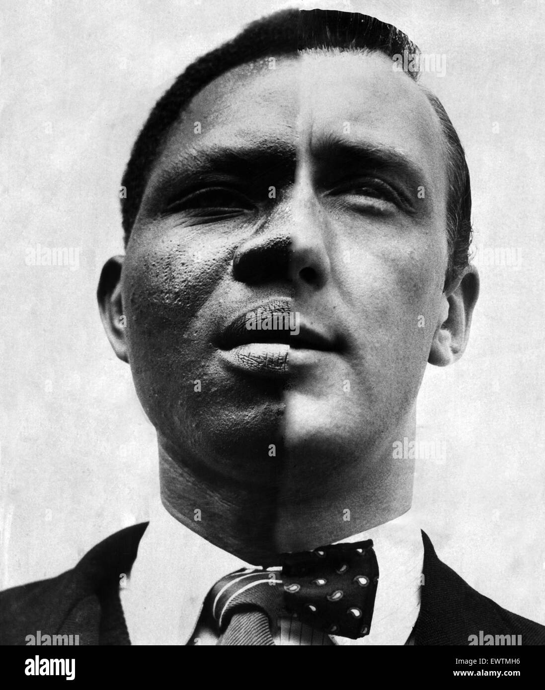 Un portrait de groupe portrait d'un homme noir et un homme blanc. Utilisé dans le Daily Mirror sur le 6e septembre 1958 pour illustrer une série écrite par Keith Waterhouse sur la race en Grande-Bretagne et la couleur des préjugés. 3 août 1958. Banque D'Images