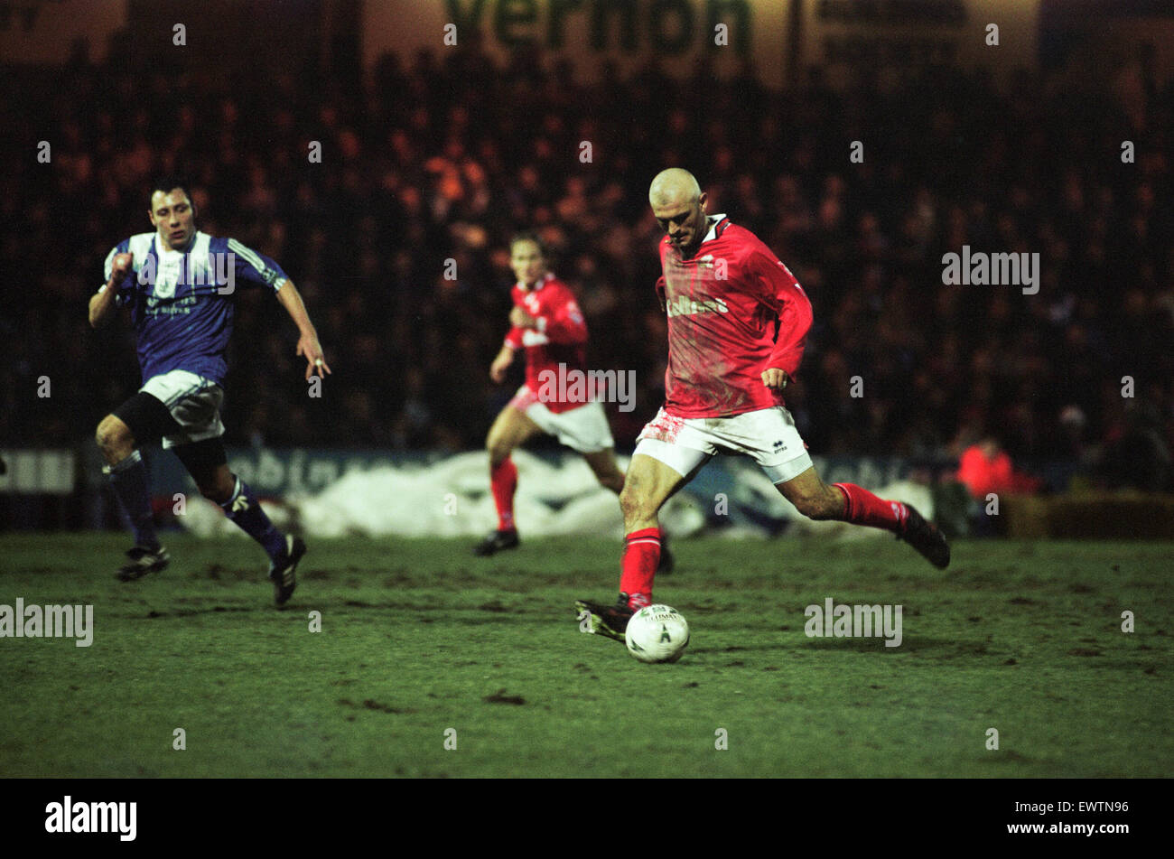 Coca Cola Cup Semi finale première jambe, Stockport 0 - 2 Middlesbrough, tenue à Edgeley Park. 26 février 1997. Banque D'Images