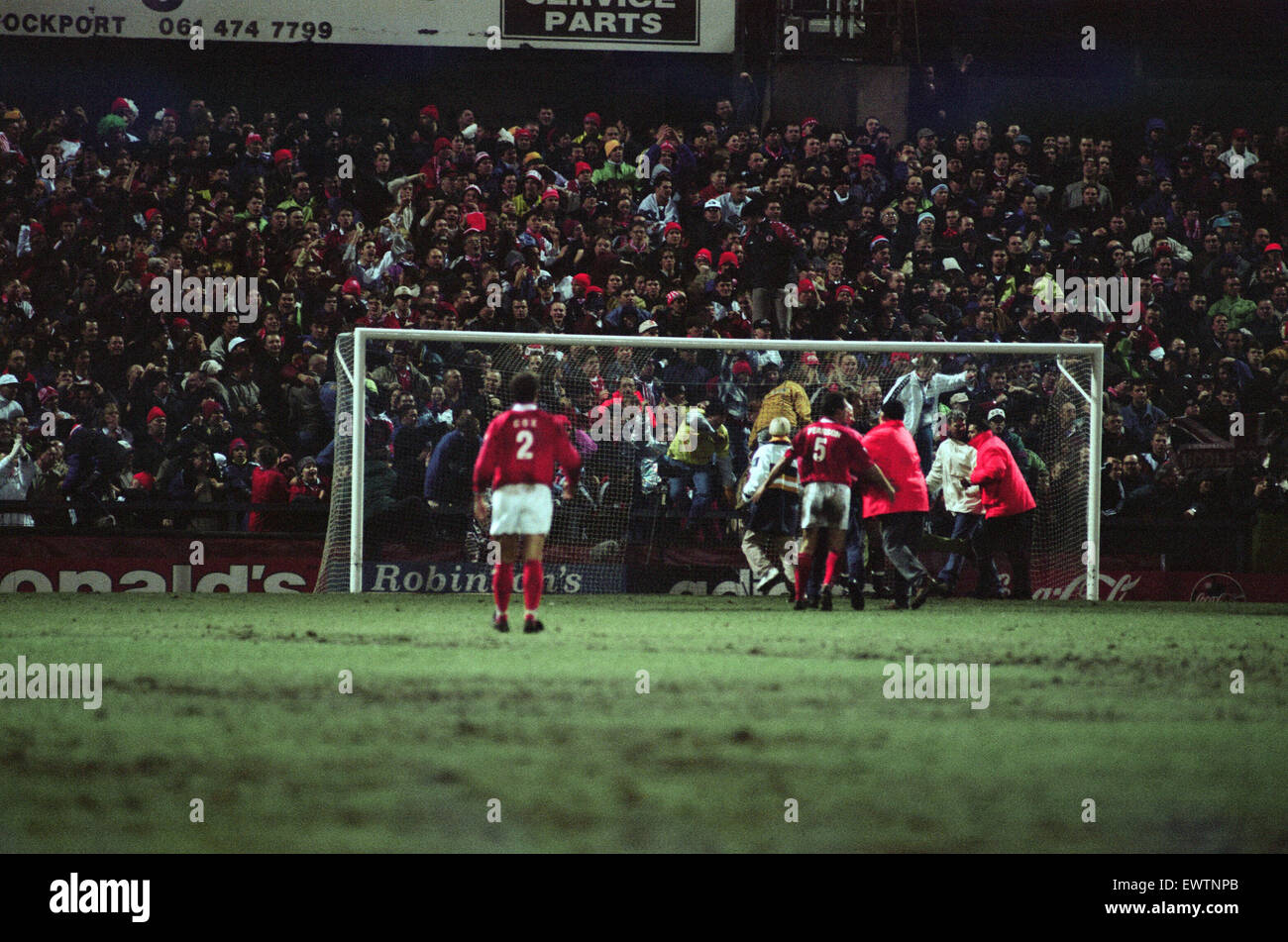 Coca Cola Cup Semi finale première jambe, Stockport 0 - 2 Middlesbrough, tenue à Edgeley Park. 26 février 1997. Banque D'Images