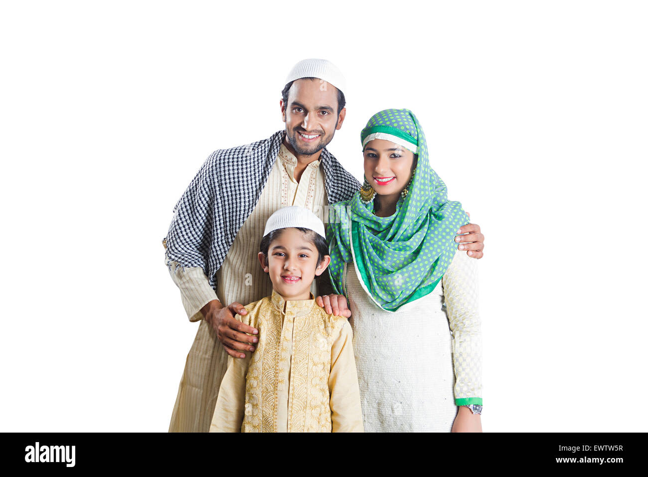 Les parents musulmans indiens et fils Banque D'Images