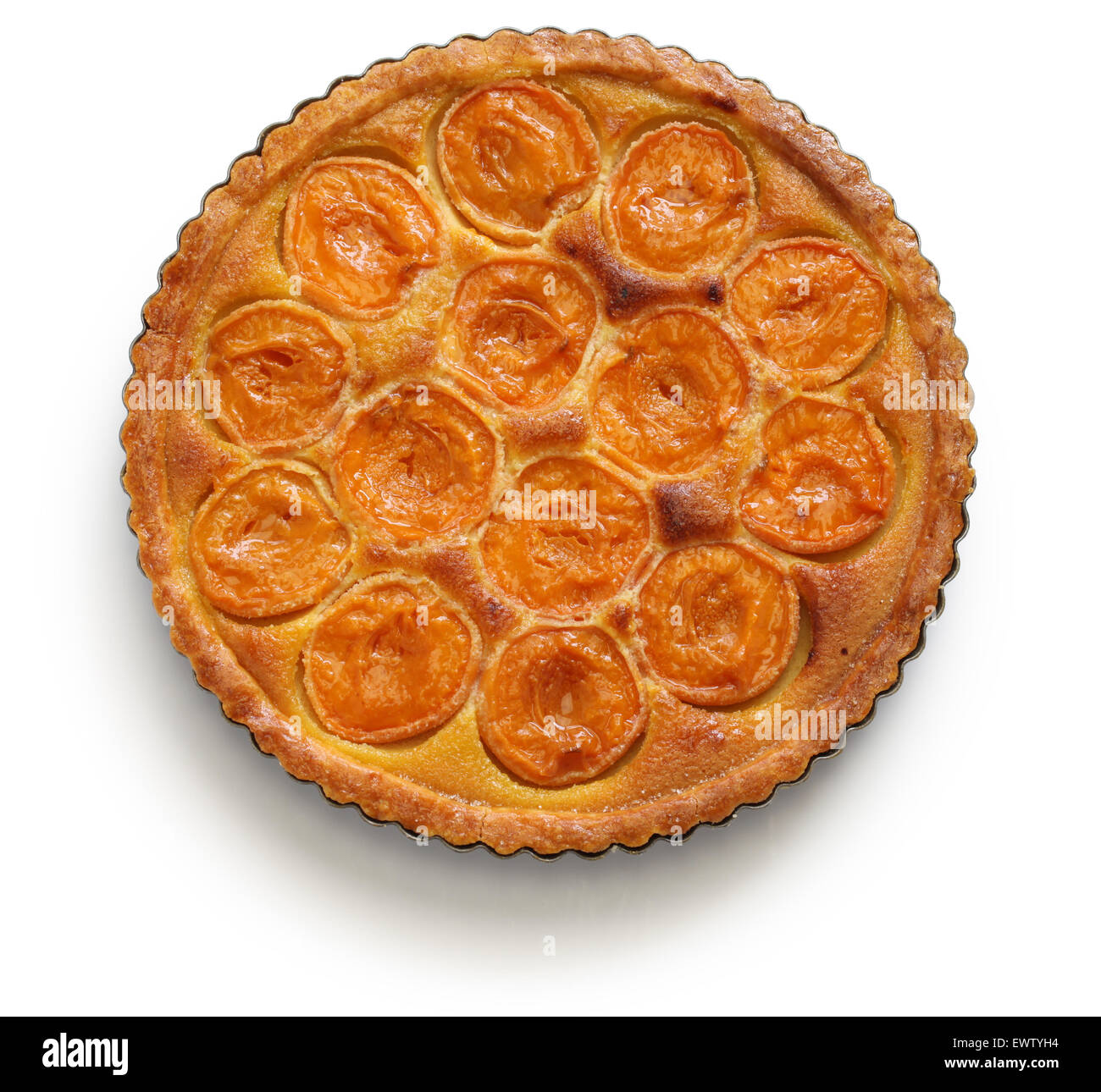 Tarte aux abricots isolé sur fond blanc Banque D'Images