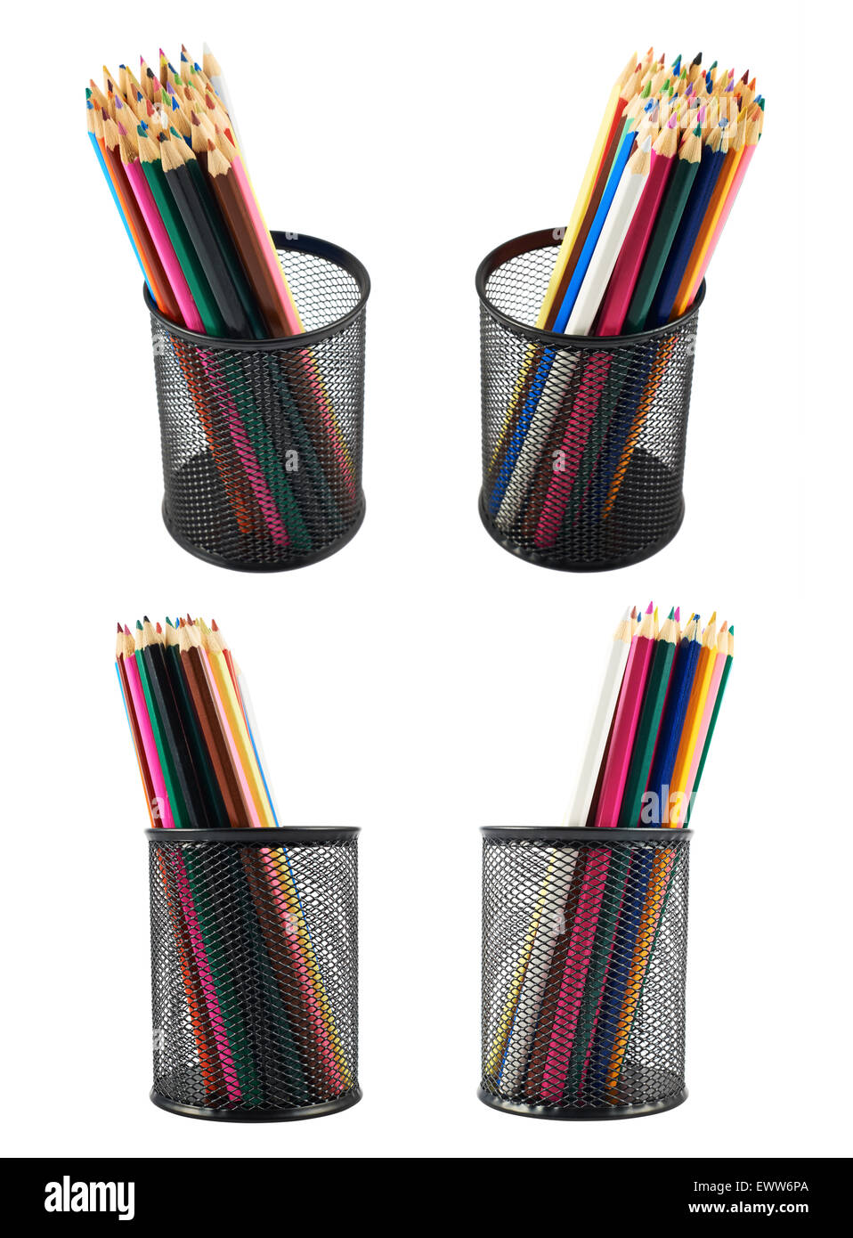 Porte-crayons plein de crayons Banque D'Images
