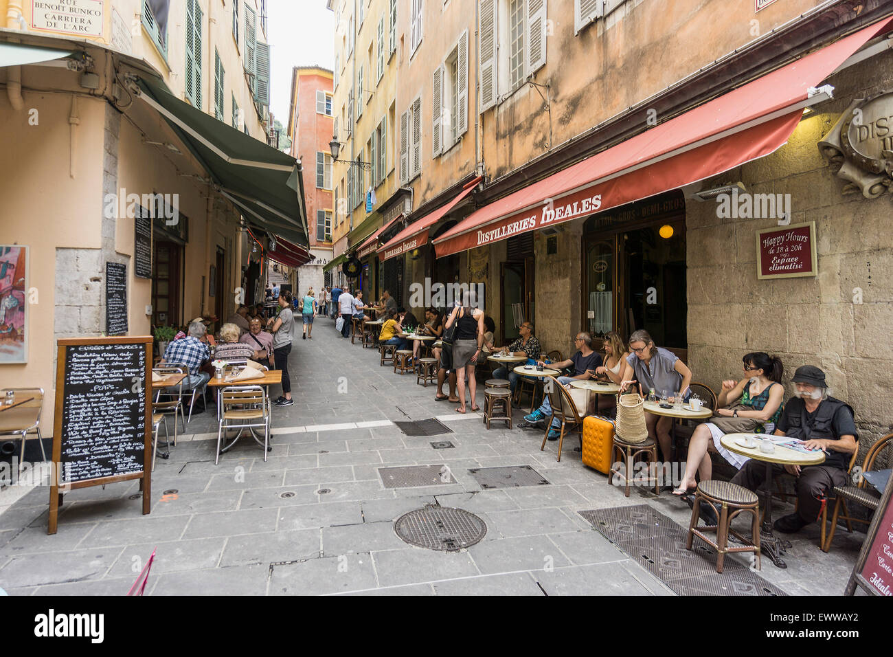 France, Français Reviera, Nice, vieux centre-ville, restaurants, bars Banque D'Images