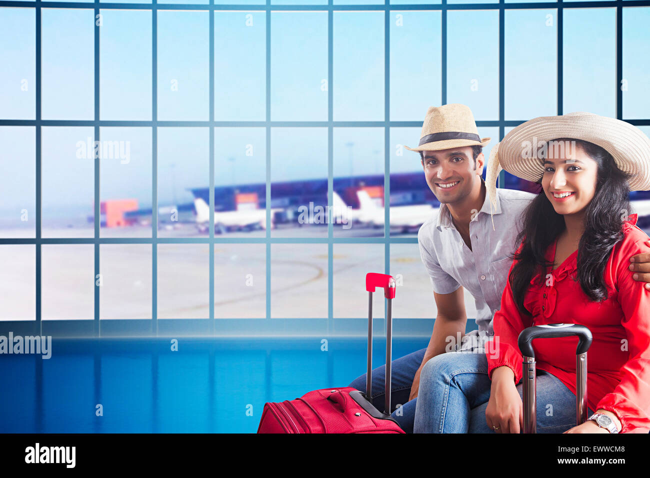 2 Couple marié indien Préparation Miel de passagers Banque D'Images