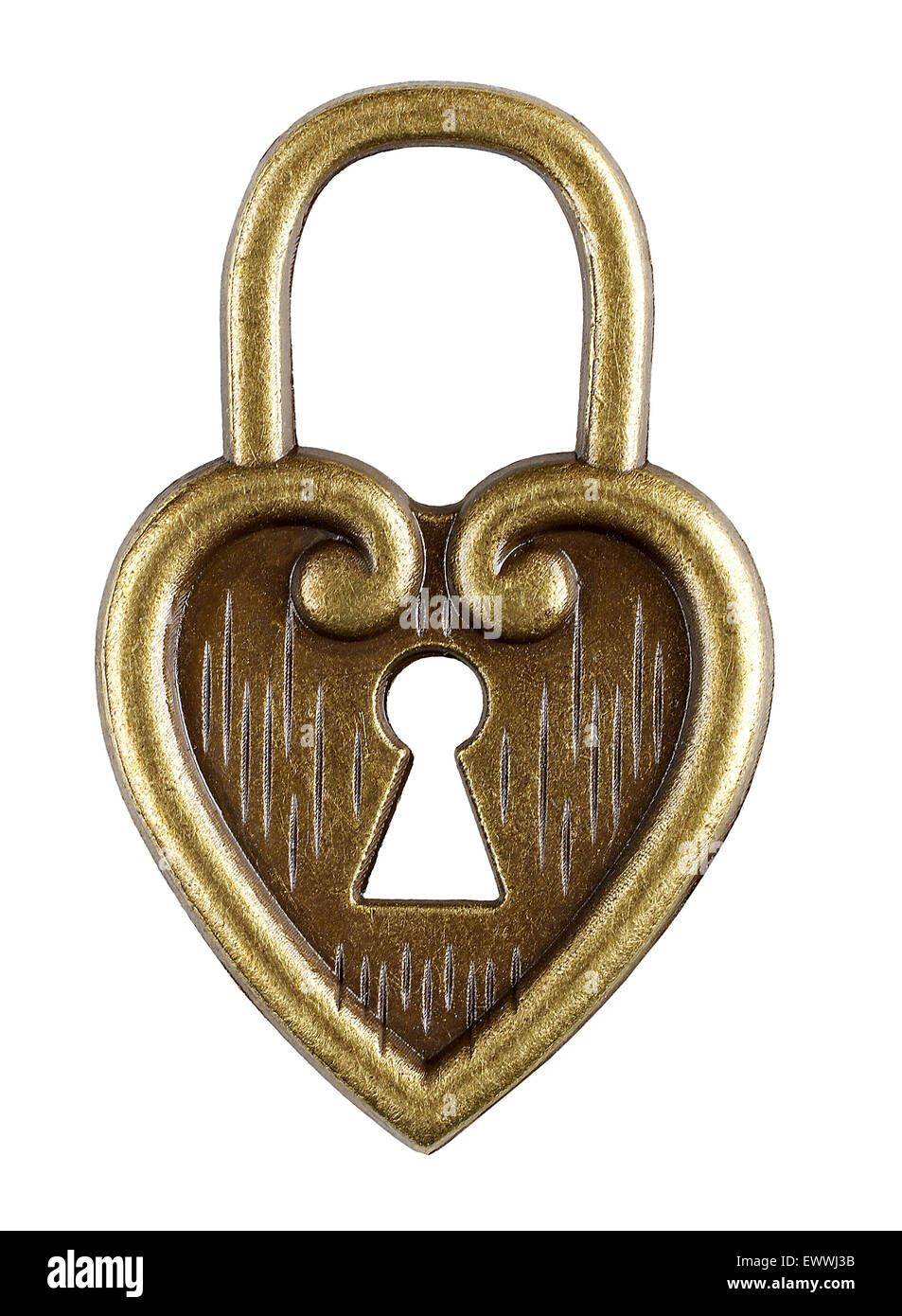 Serrure en laiton en forme de coeur avec keyhole Banque D'Images