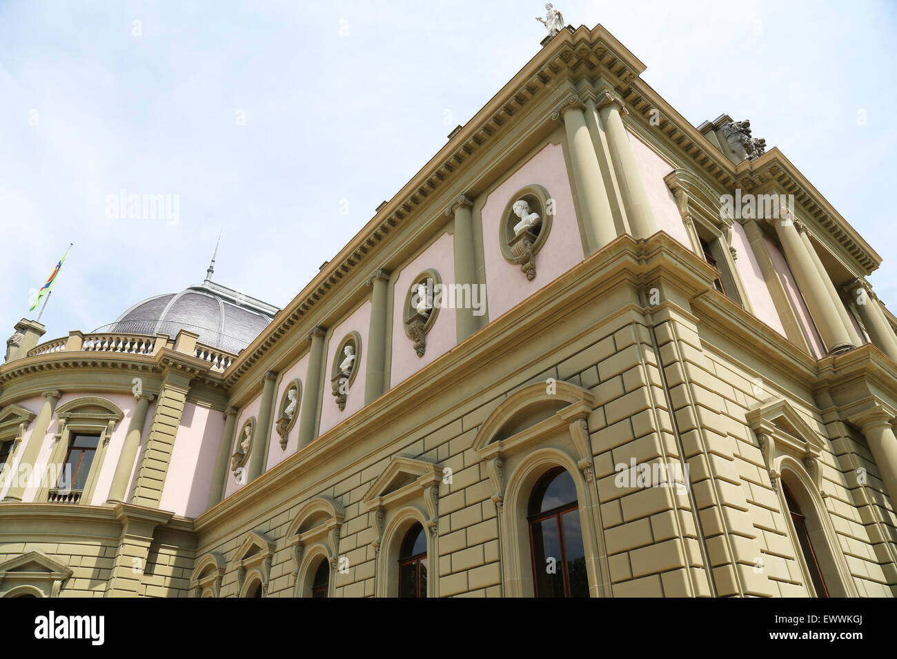 Détails de l'architecture d'un bâtiment à Genève, Suisse Banque D'Images