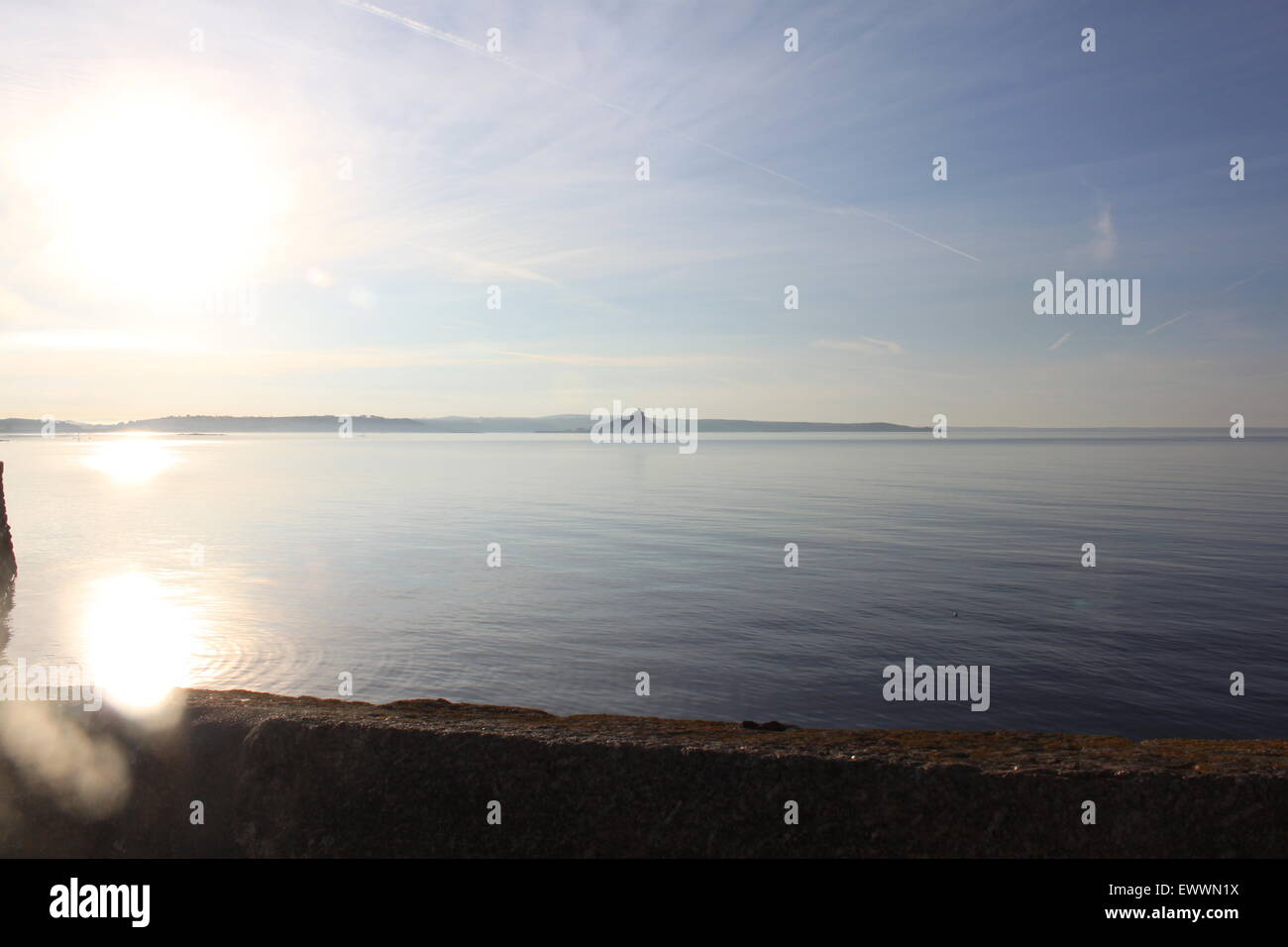 paysage marin tôt le matin dans la baie de montagnes penzance cornwall Banque D'Images