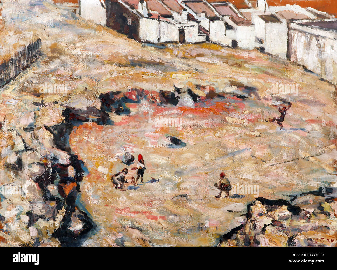 Harry Caldecott, le Cricket (quartier de Malay) 1924 Huile sur bois. Des tableaux modernes. Galerie Nationale d'Afrique du Sud, Cape Town Banque D'Images