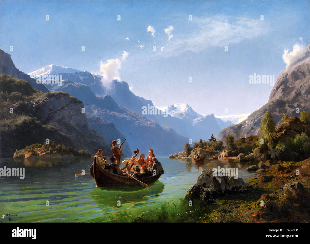 Adolph Tidemand, Voyage de Noce en Hardanger 1848 Huile sur toile. Musée national d'Art, Architecture et Design, Oslo, Norvège. Banque D'Images